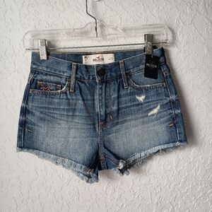 Hollister High Rise Short Shorts Frayed Cut Off Size 00 NWT